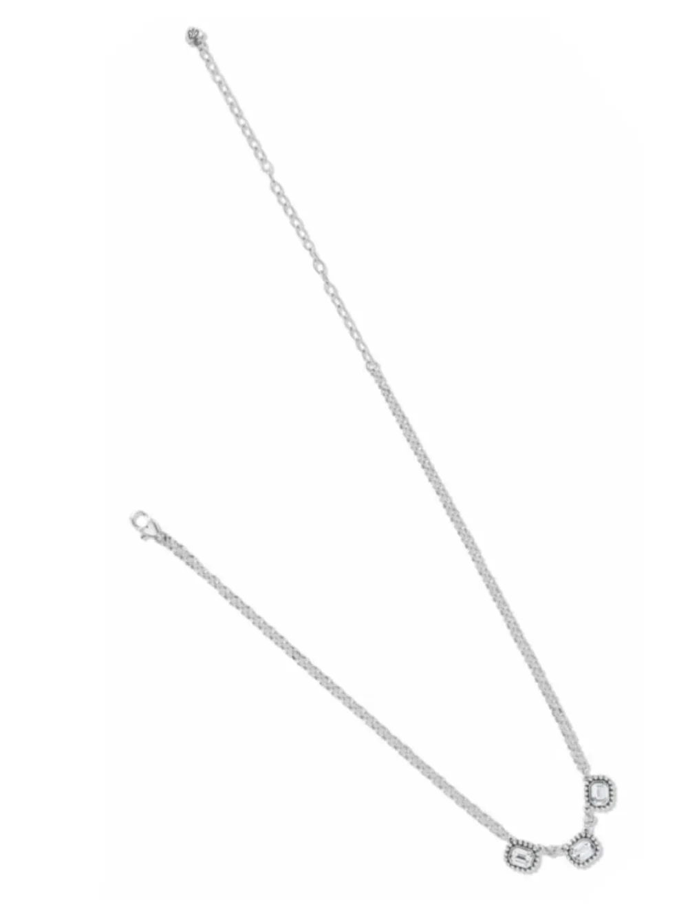 New Brighton Silver Plated Crystal Twinkle Luxe Trio Stationary Pendant Necklace